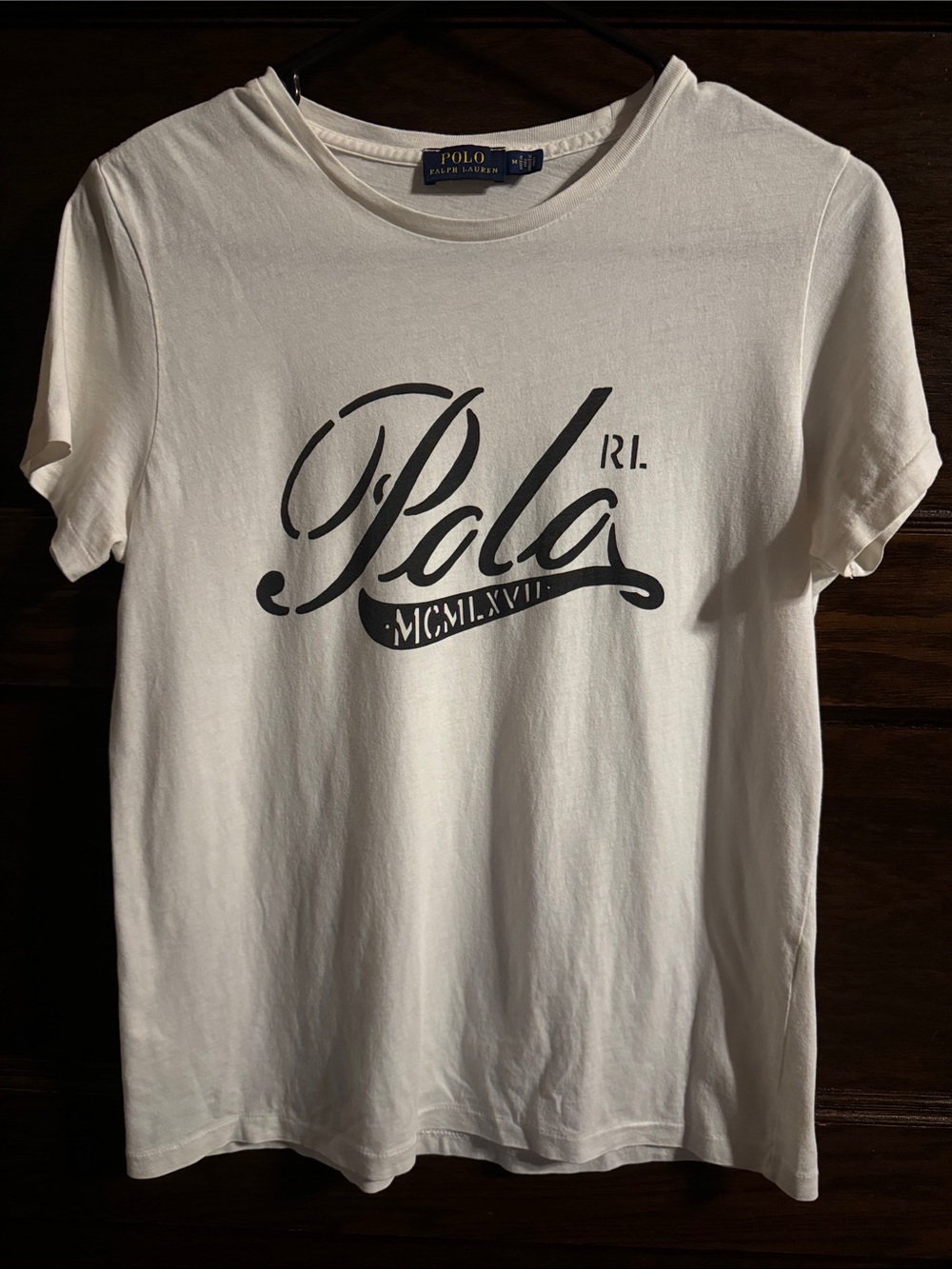 Polo by Ralph Lauren White Tee with Black Script Logo